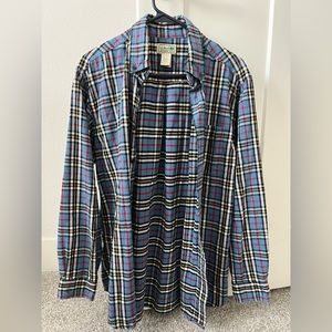 LL BEAN Long Sleeve Flannel Button Plaid Cotton 0 BHF4 SZ M Men’s Shirt Medium